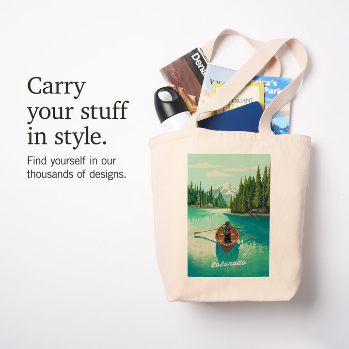 Colorado, Quiet Explorer, Boating, Mountain, Tote Bag - Lantern Press