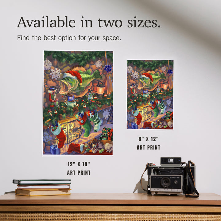 Hooked on Holidays, Oil Painting, Christmas Bass, Image Only, Art & Giclee Prints