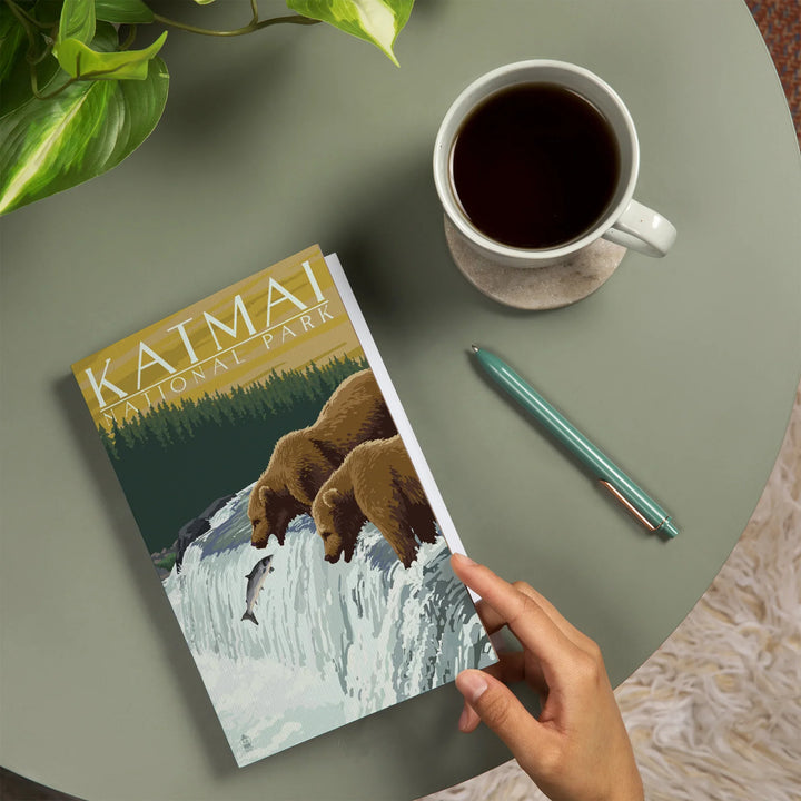 Lined 6x9 Journal, Katmai National Park, Alaska, Bears, Lay Flat, 193 Pages, FSC paper