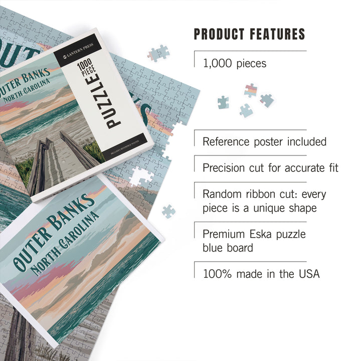 Outer Banks, North Carolina, Beach Entrance, Painterly, 1000 Piece Jigsaw Puzzle