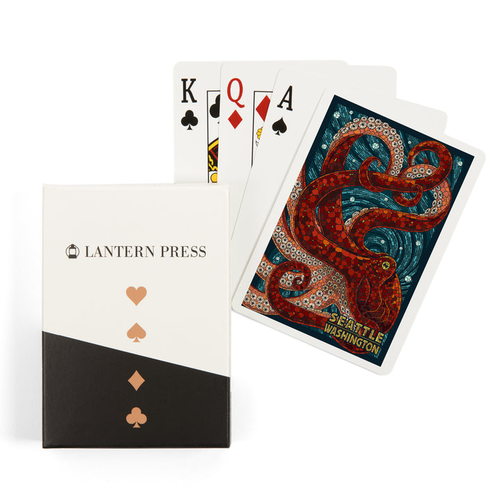 Playing Cards, Seattle, Washington, Octopus Mosaic, 52 Card Deck with Jokers in Box, Unique Art
