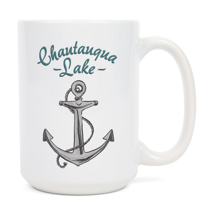 Chautauqua Lake, New York, Anchor Icon, Lantern Press Artwork, Ceramic Mug