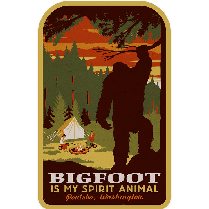 Poulsbo, Washington, Bigfoot is My Spirit Animal, Contour, Vinyl Sticker