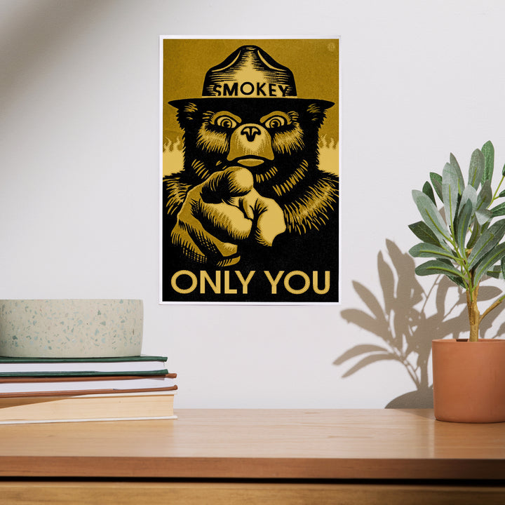 Smokey Bear, Only You, Halftone Yellow, Officially Licensed, Art & Giclee Prints