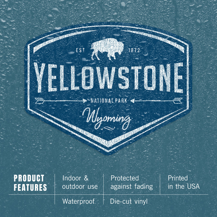 Yellowstone National Park, Wyoming, Navy Background, Contour, Vinyl Sticker