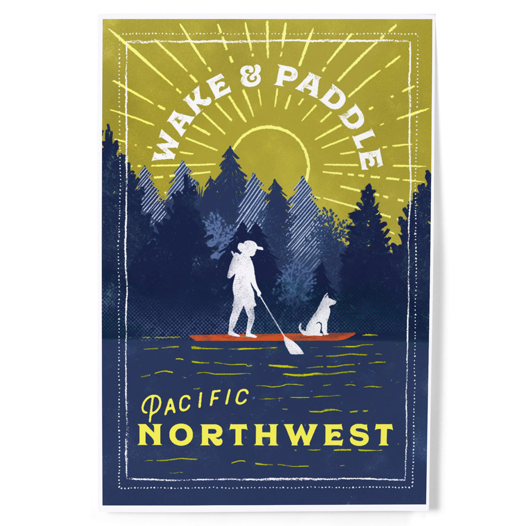 Pacific Northwest, Lake Life Series, Wake and Paddle, Landscape with Trees