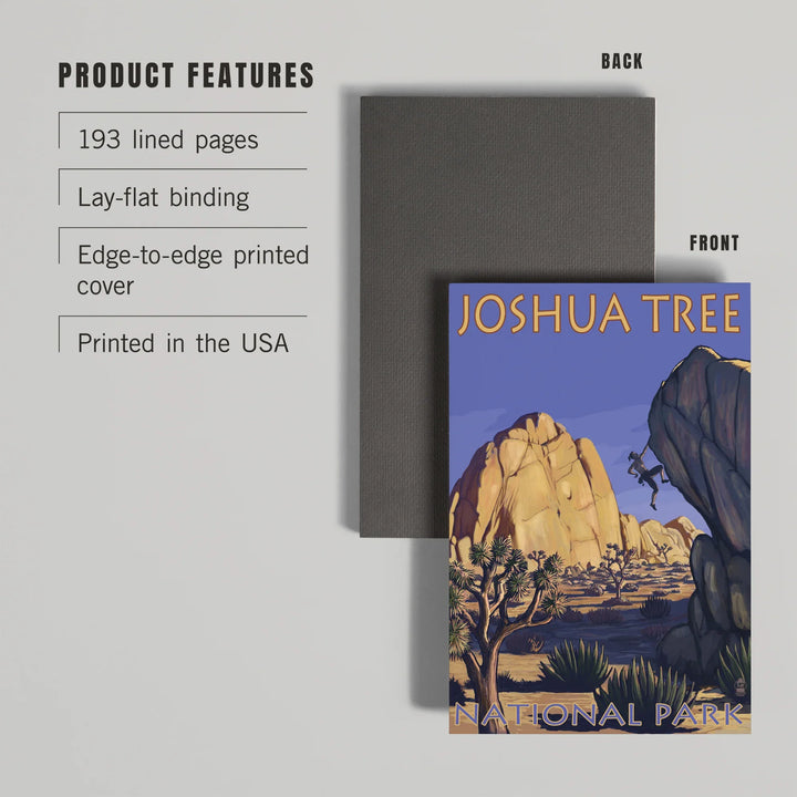 Lined 6x9 Journal, Joshua Tree National Park, California, Boulder Climber, Lay Flat, 193 Pages, FSC paper