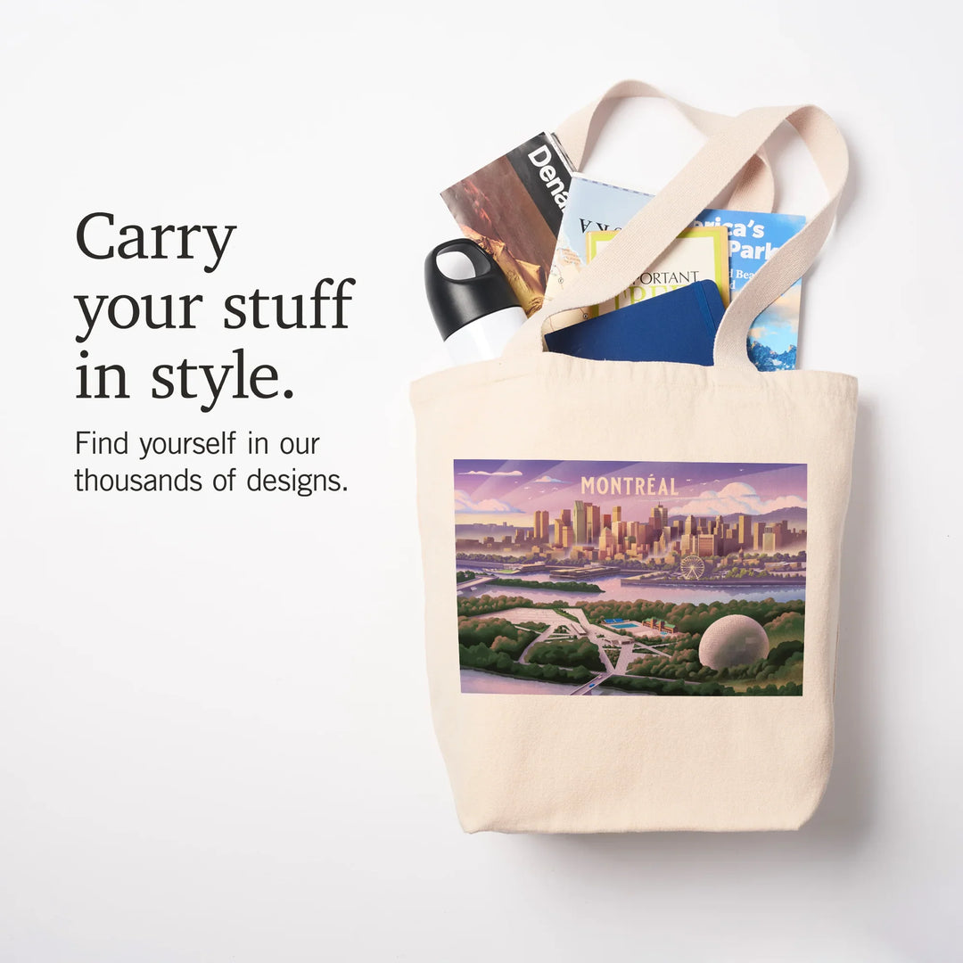 Montreal, Quebec, Lithograph City Series, Tote Bag