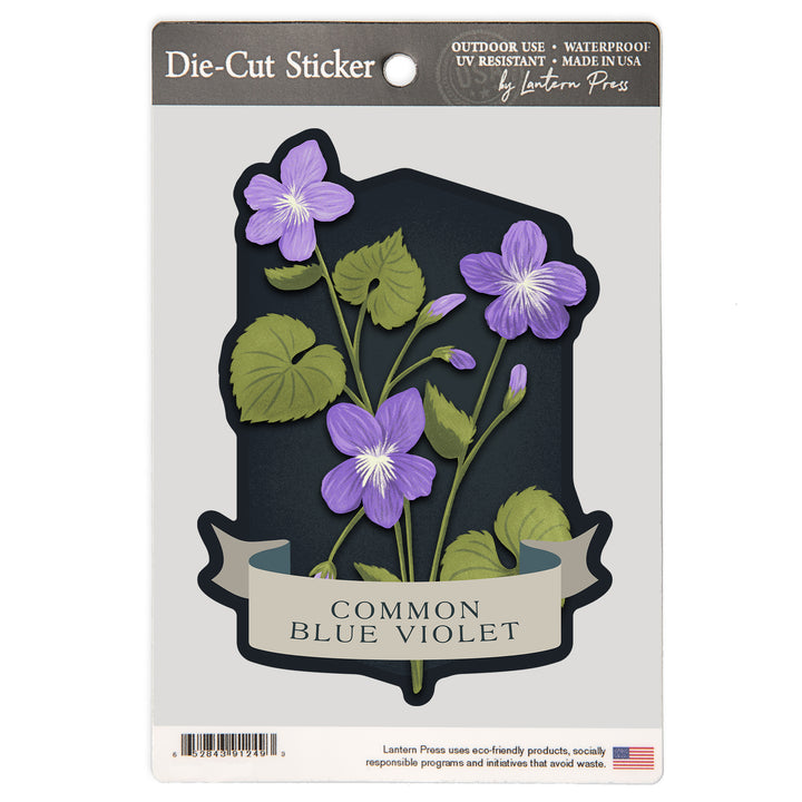 Vintage Flora Noir, Common Blue Violet, Vinyl Sticker