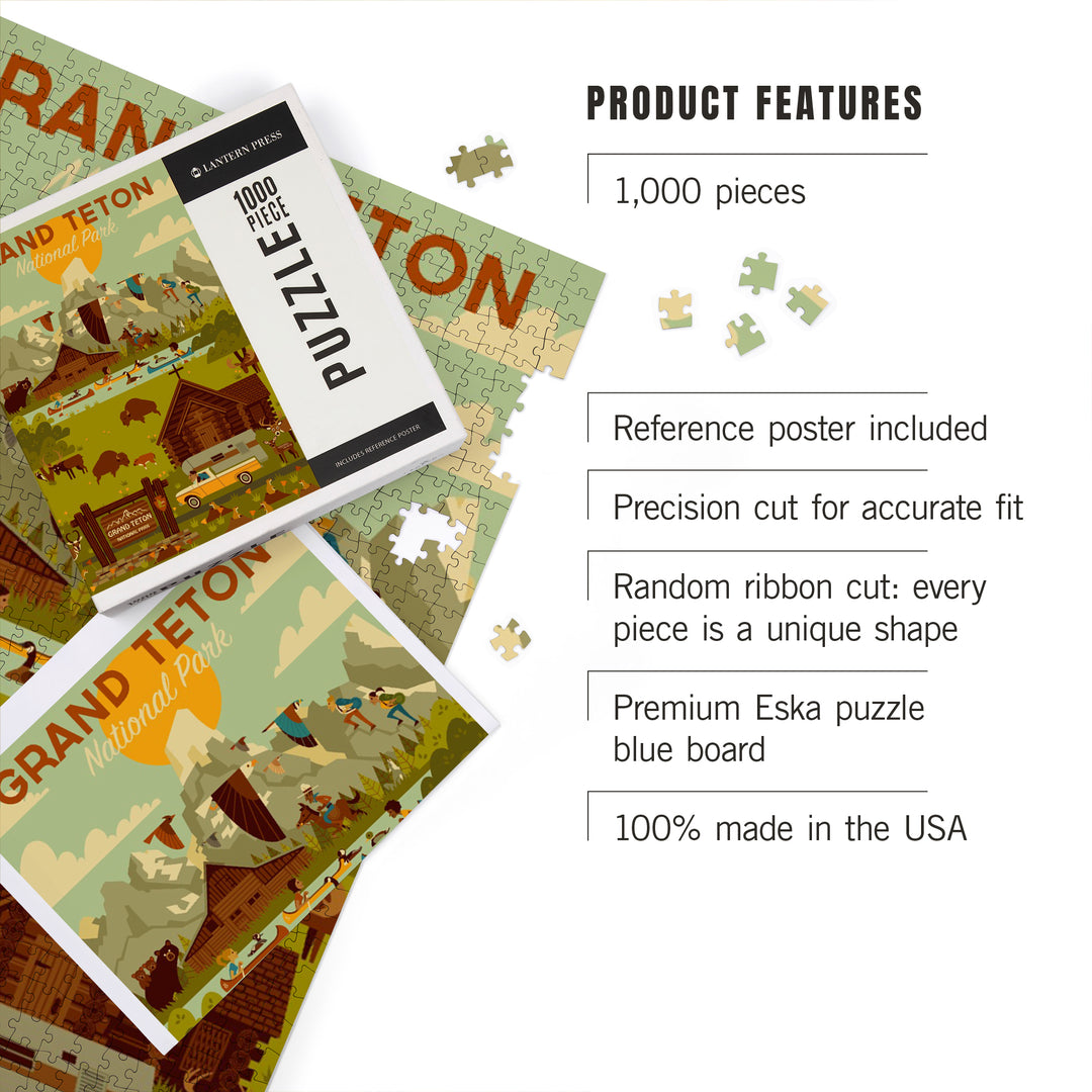 Grand Teton National Park, Wyoming, Geometric National Park Series, 1000 Piece Jigsaw Puzzle