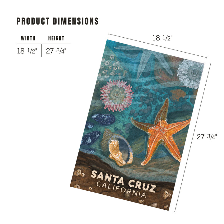 Santa Cruz, California, Painterly, Tiny World Huge Wonders, Starfish and Shells, Jigsaw Puzzle