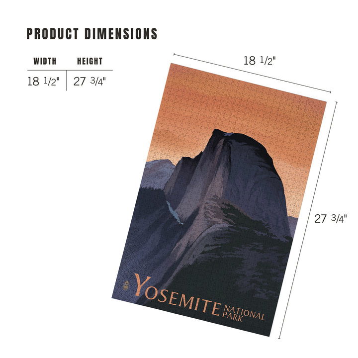 Yosemite National Park, California, Half Dome, Orange Sky, Lithograph, Jigsaw Puzzle