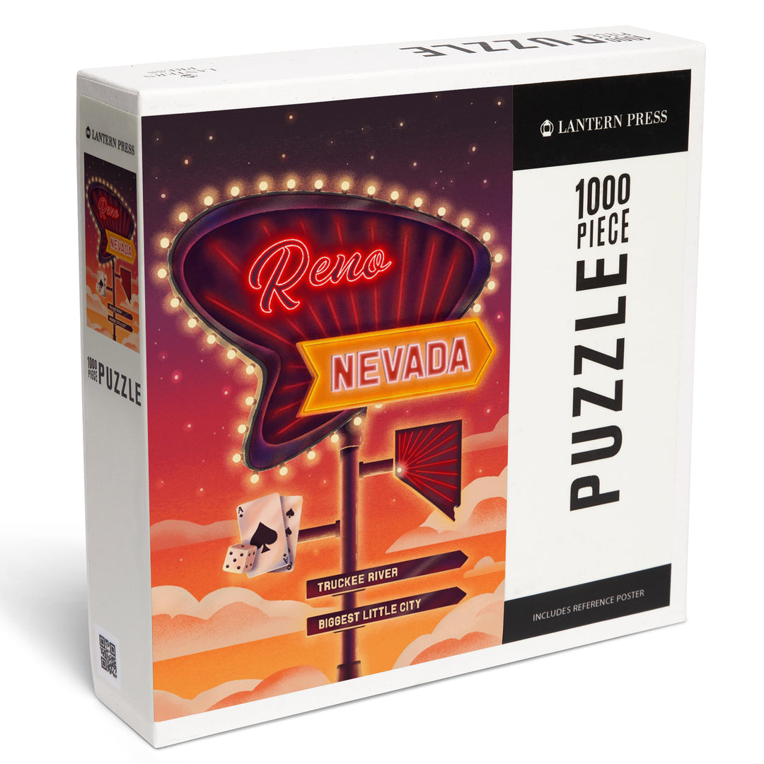 Reno, Nevada, Neon Road Sign, 1000 Piece Jigsaw Puzzle