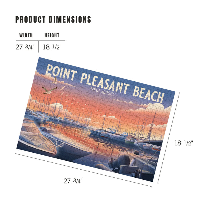 Point Pleasant Beach, New Jersey, Lithograph, Home Sweet Harbor, Boats in Marina, 1000 Piece Jigsaw Puzzle