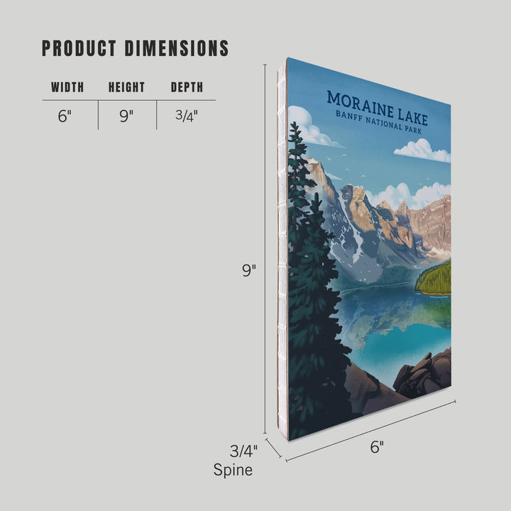 Lined 6x9 Journal, Banff National Park, Canada, Lithograph, Moraine Lake, Lay Flat, 193 Pages, FSC paper