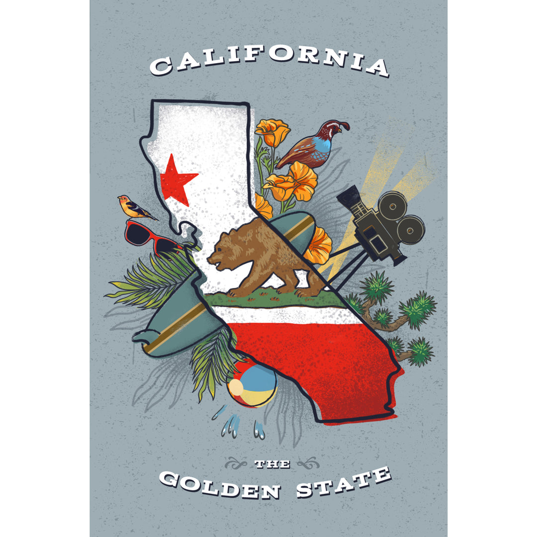 California, State Treasure Trove, State Series, Stretched Canvas