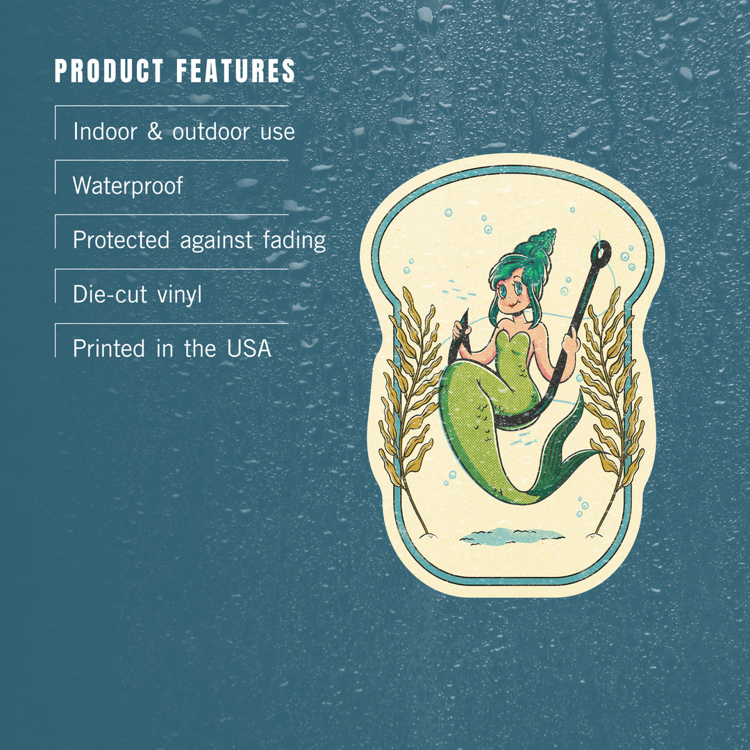 Vintage Mascot, Mermaid, Vinyl Sticker