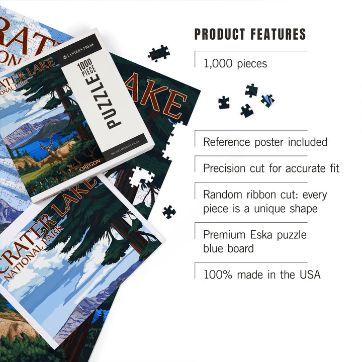 Crater Lake National Park, Oregon, Deer Family,, Jigsaw Puzzle