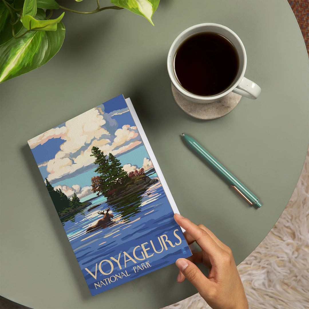 Lined 6x9 Journal, Voyageurs National Park, Minnesota, Moose Swimming, Lay Flat, 193 Pages, FSC paper