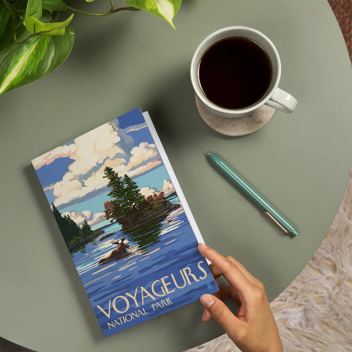 Lined 6x9 Journal, Voyageurs National Park, Minnesota, Moose Swimming, Lay Flat, 193 Pages, FSC paper
