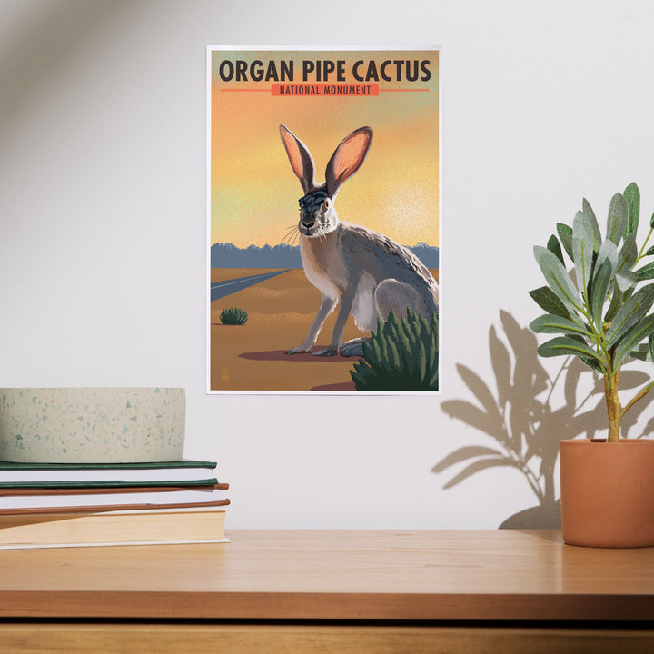 Organ Pipe Cactus National Monument, Arizona, Jackrabbit, Lithograph, Art & Giclee Prints