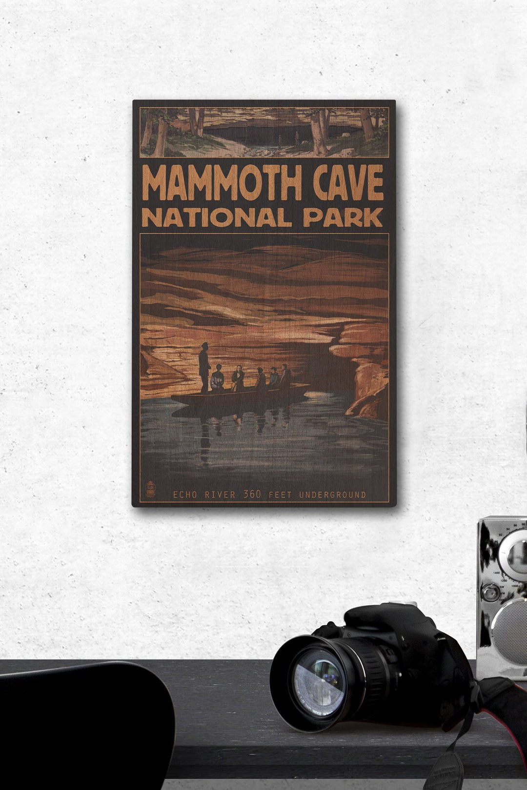 Mammoth Cave National Park, Kentucky, Echo River, Wood Signs and Postcards - Lantern Press