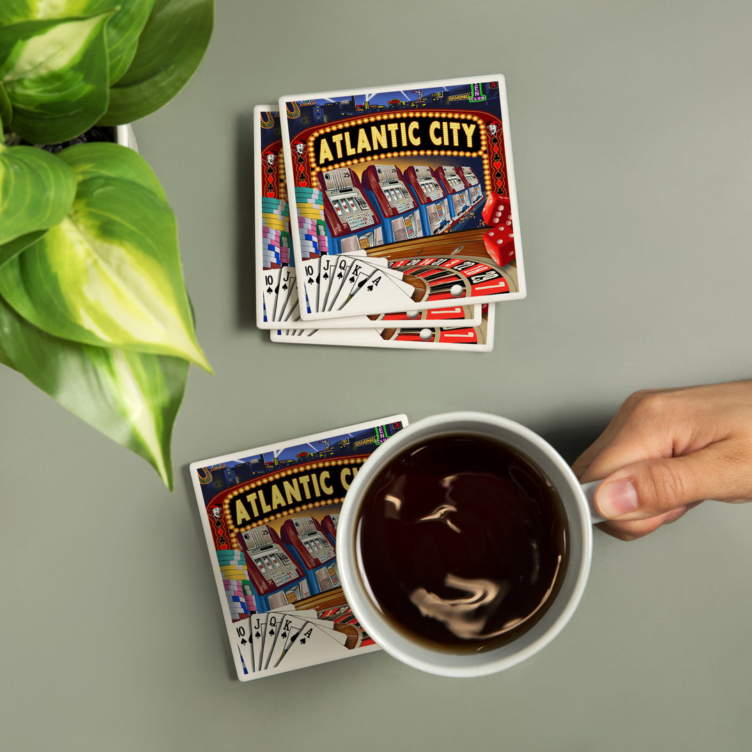 Atlantic City, Casino Scene Poster, Coasters