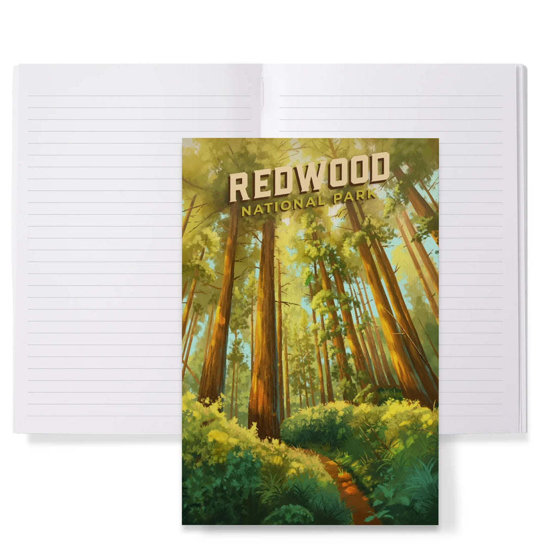 Lined 6x9 Journal, Redwood National and State Parks, California, Oil Painting, Lay Flat, 193 Pages, FSC paper