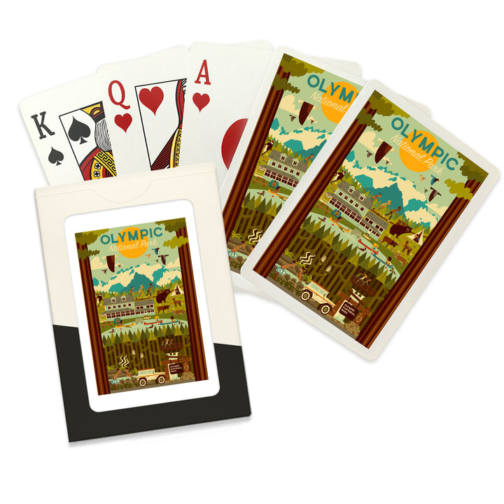 Playing Cards, Olympic National Park, Geometric National Park Series,, 52 Card Deck with Jokers in Box, Unique Art