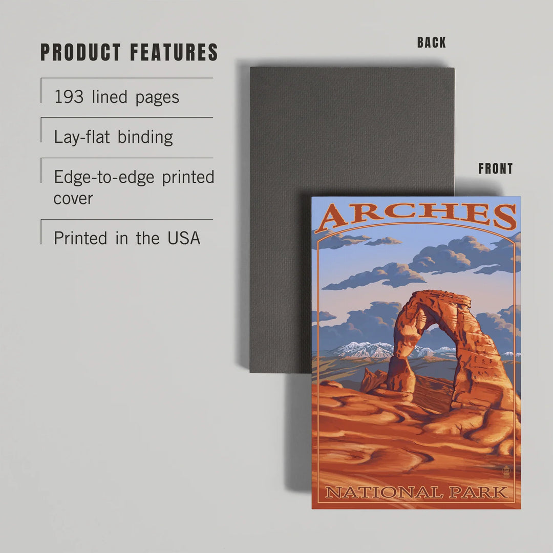 Lined 6x9 Journal, Arches National Park, Utah, Delicate Arch, Painterly Series, Lay Flat, 193 Pages, FSC paper