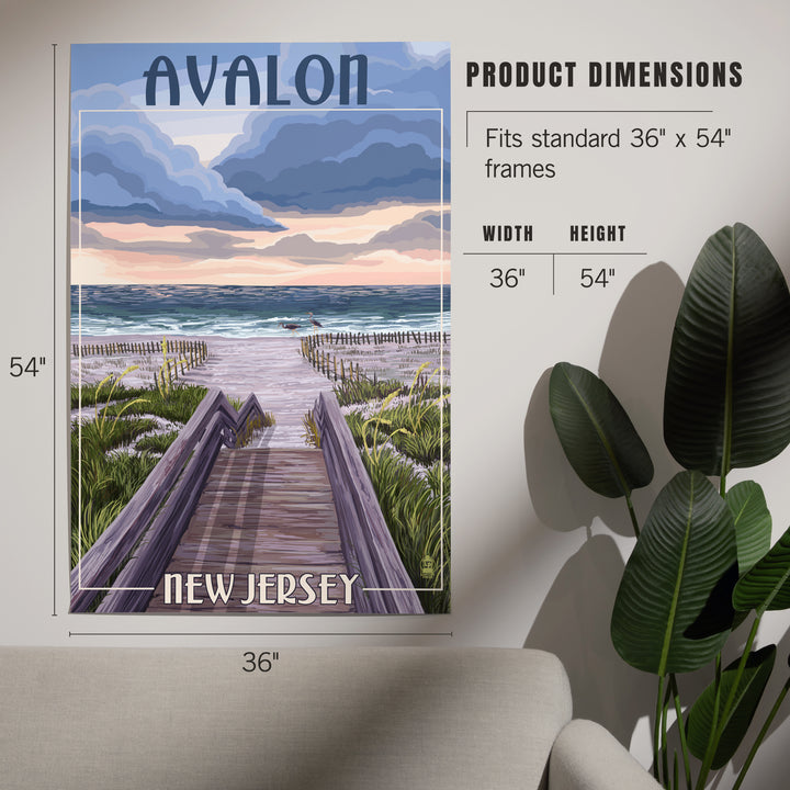 Avalon, New Jersey, Beach Boardwalk Scene, Art & Giclee Prints