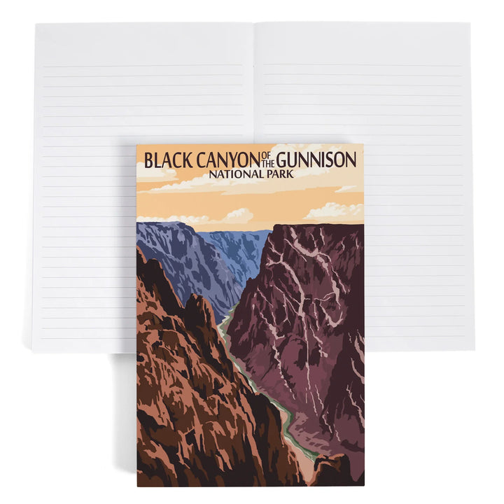 Lined 6x9 Journal, Black Canyon of the Gunnison National Park, Colorado, River and Cliffs, Painterly Series, Lay Flat, 193 Pages, FSC paper