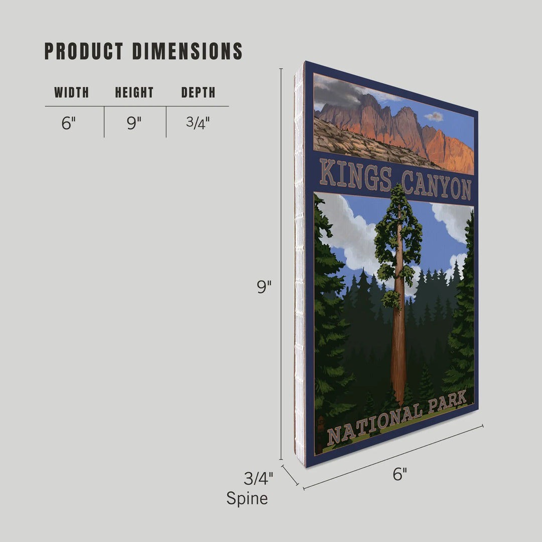 Lined 6x9 Journal, Kings Canyon National Park, California, Sequoia Tree and Mountain Range, Lay Flat, 193 Pages, FSC paper
