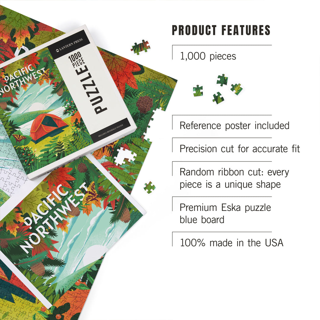 Pacific Northwest, Peek That View, Tent Camping, Fall Colors, 1000 Piece Jigsaw Puzzle