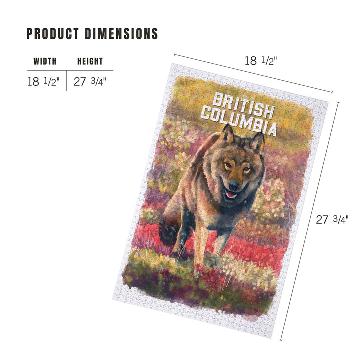 British Columbia, Watercolor Study, Gray Wolf, 1000 Piece Jigsaw Puzzle