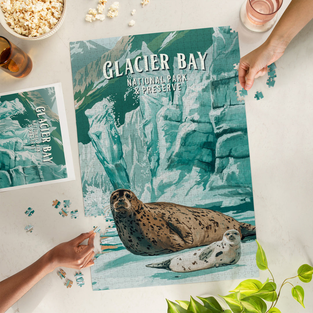 Glacier Bay National Park and Preserve, Alaska, Painterly National Park Series, 1000 Piece Jigsaw Puzzle