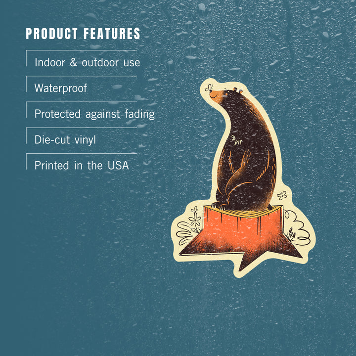 Midcentury, Black Bear, Vinyl Sticker