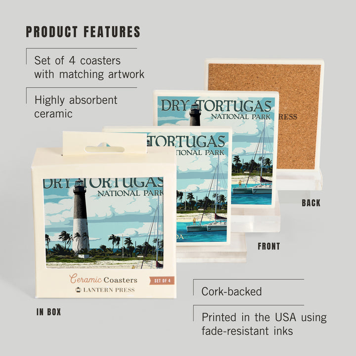 Dry Tortugas National Park, Florida, Lighthouse, Painterly Series, Coasters