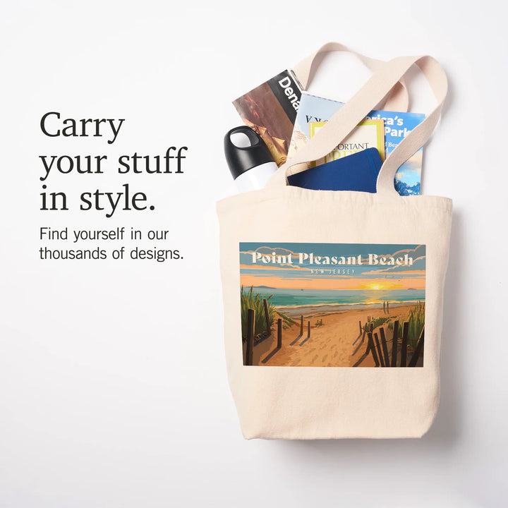 Point Pleasant Beach, New Jersey, Painterly, Sand Soul Sun, Beach Path, Tote Bag