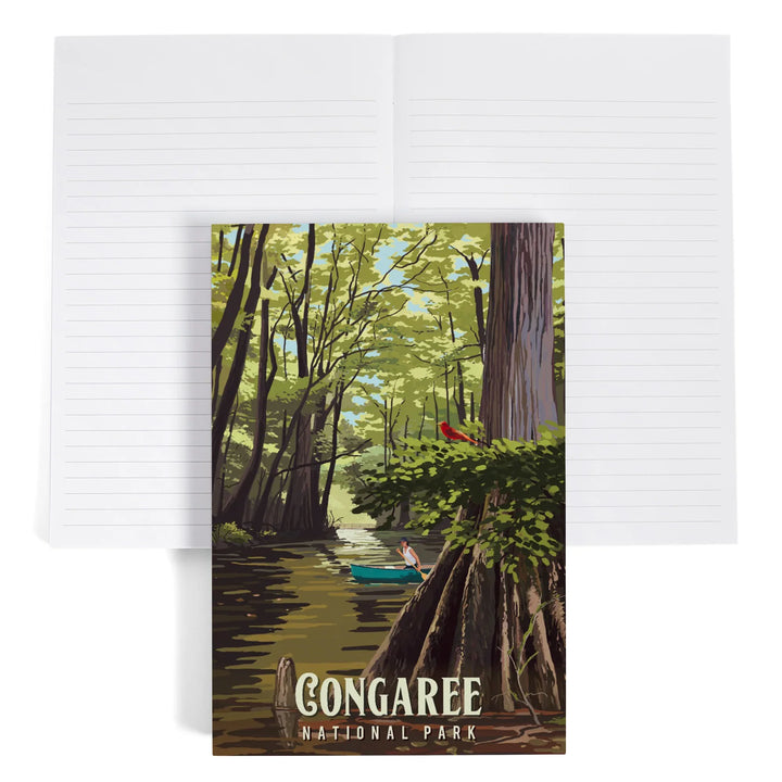 Lined 6x9 Journal, Congaree National Park, South Carolina, Painterly National Park Series, Lay Flat, 193 Pages, FSC paper