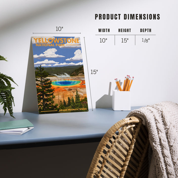 Yellowstone National Park, Grand Prismatic Spring, Wood Sign and Postcards