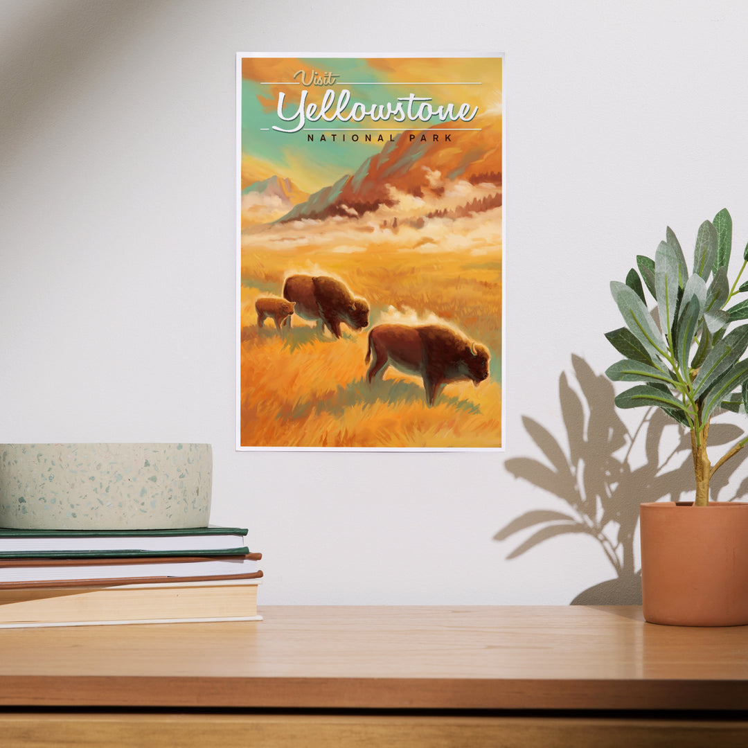 Yellowstone National Park, Bison, Oil Painting, Art & Giclee Prints