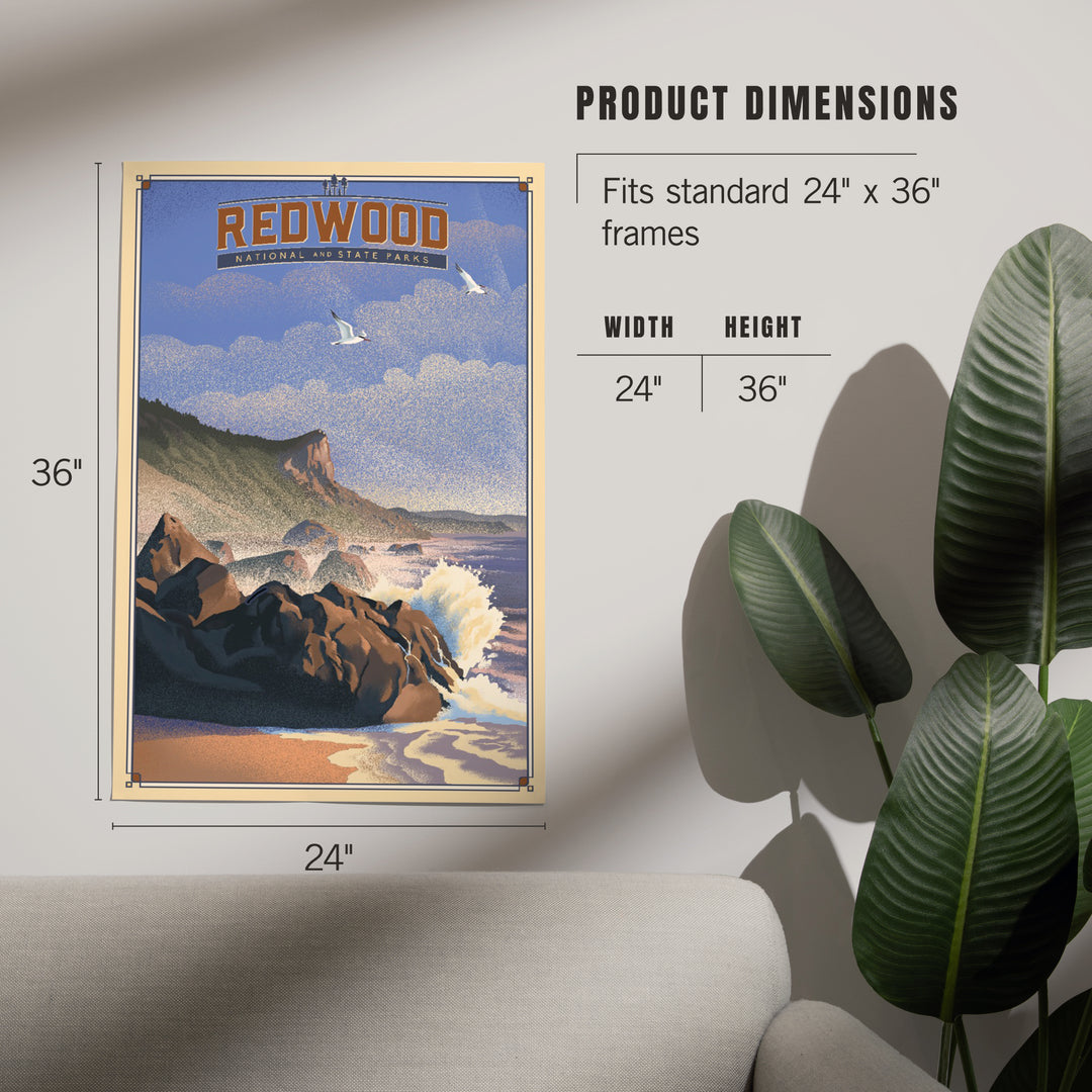 Redwood National and State Parks, California, Lithograph National Park Series, Art & Giclee Prints