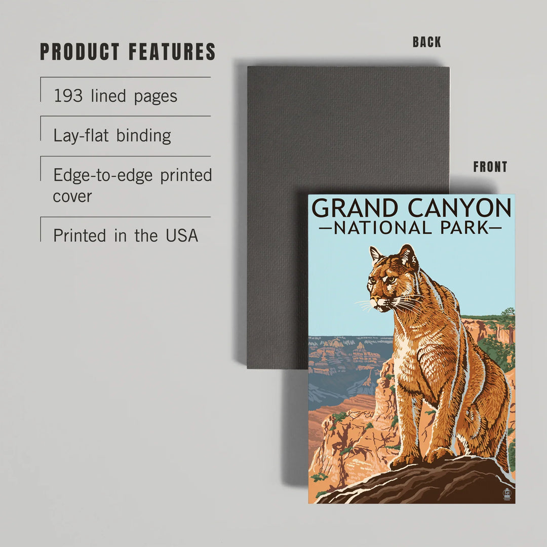 Lined 6x9 Journal, Grand Canyon National Park, Mountain Lion, Lay Flat, 193 Pages, FSC paper