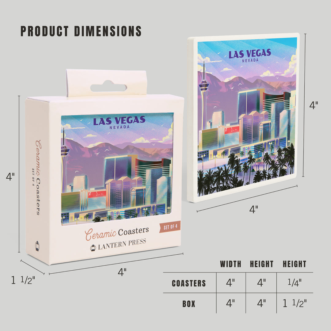 Las Vegas, Nevada, Lithograph, City Series, Coasters