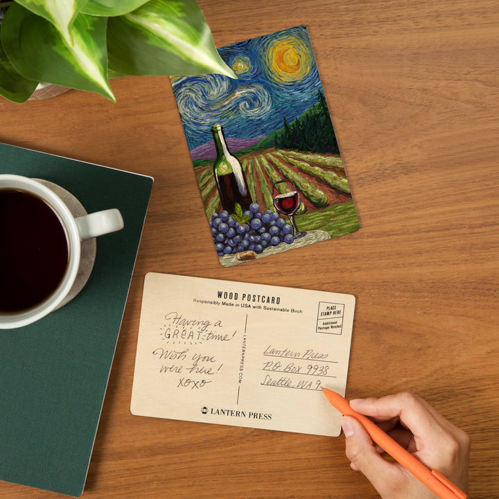 Vineyard, Starry Night, Wood Sign and Postcards