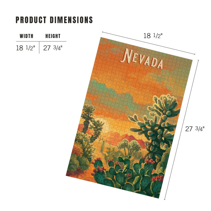 Nevada, Oil Painting Series, Cholla Cactus, Jigsaw Puzzle