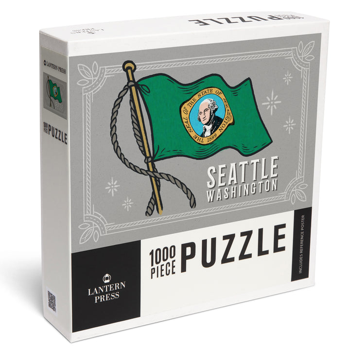 Seattle, WA, Waving State Flag, State Series, 1000 Piece Jigsaw Puzzle