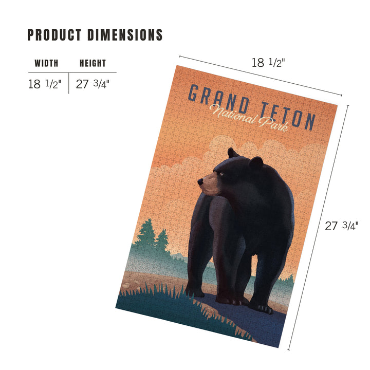 Grand Teton National Park, Wyoming, Lithograph, Black Bear, Jigsaw Puzzle