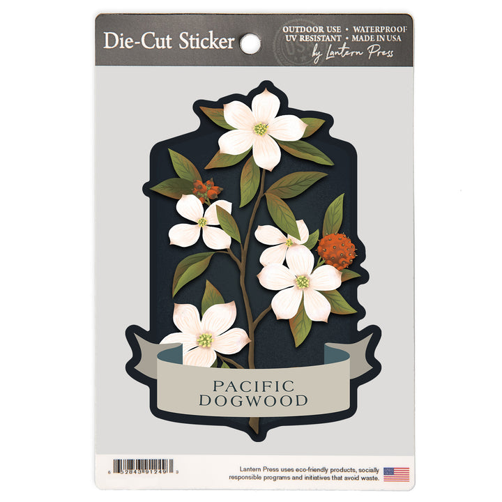 Vintage Flora Noir, Pacific Dogwood, Vinyl Sticker